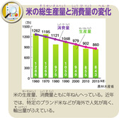 米の総生産量と消費量の変化