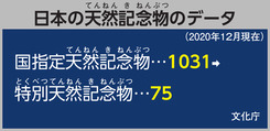 日本の天然記念物のデータ