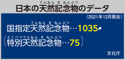 日本の天然記念物のデータ