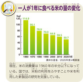 一人が１年に食べる米の量の変化